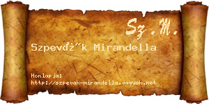 Szpevák Mirandella névjegykártya